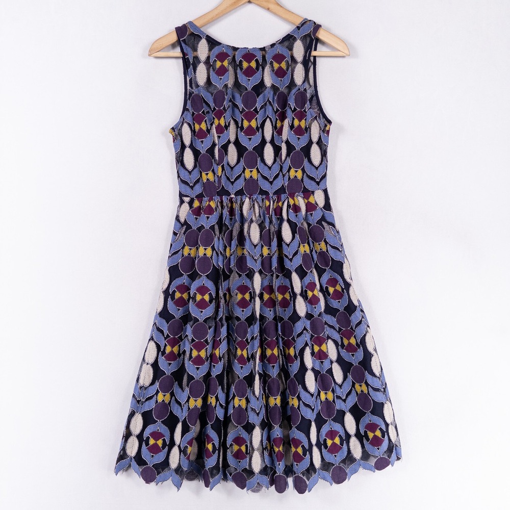 Maeve Chelan Dress Size 0 Multicolor Mesh Overlay Lined Sleeveless Knee Length